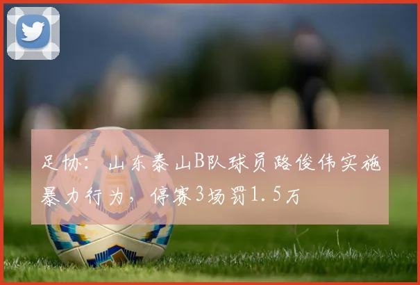 足协：山东泰山B队球员路俊伟实施暴力行为，停赛3场罚1.5万